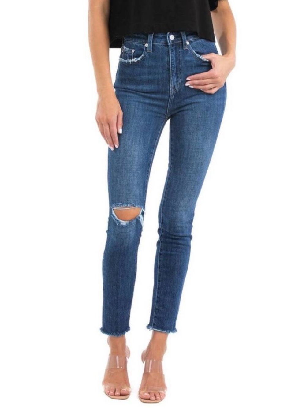 Pistola Cara High Rise Distressed Vintage Skinny Jeans in Essex Size 26